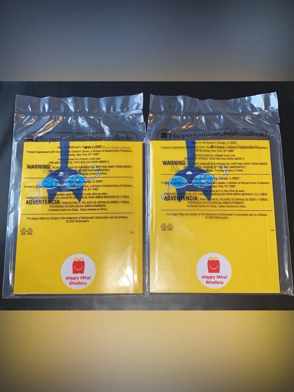 2x Mcdonalds X Books Pete the cat and his magic sunglasses #4 kids readers book